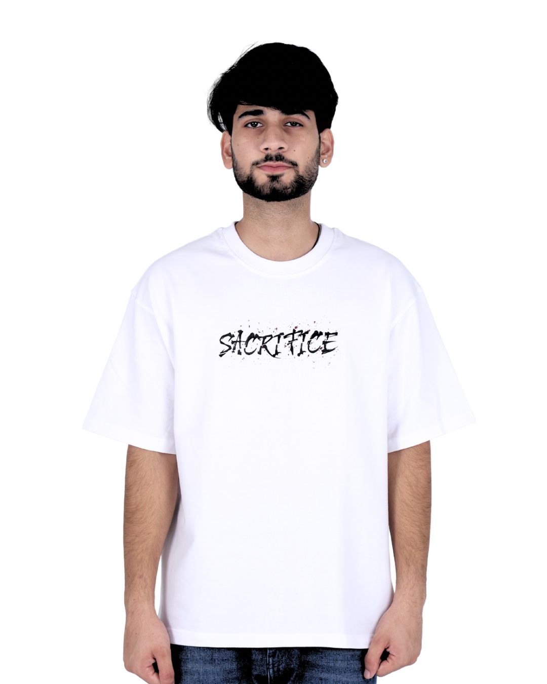 Sacrifice Graphic Printed OVERSIZED TSHIRT UNISEX FIT FC TERRY 100% COTTON