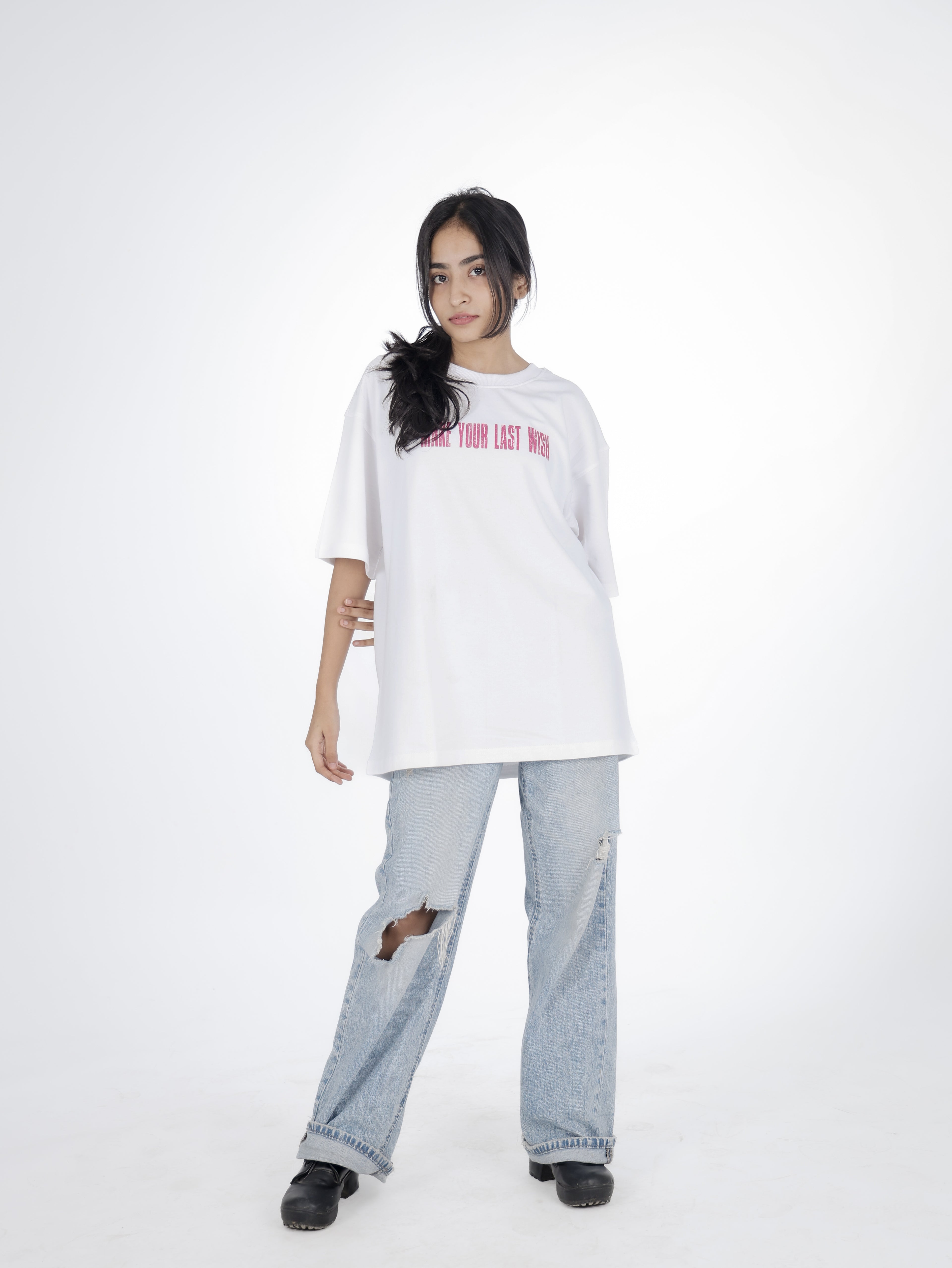 Last Wish graphic Printed Over sized Tshirt UNISEX FIT FC terry Cotton 240 gsm