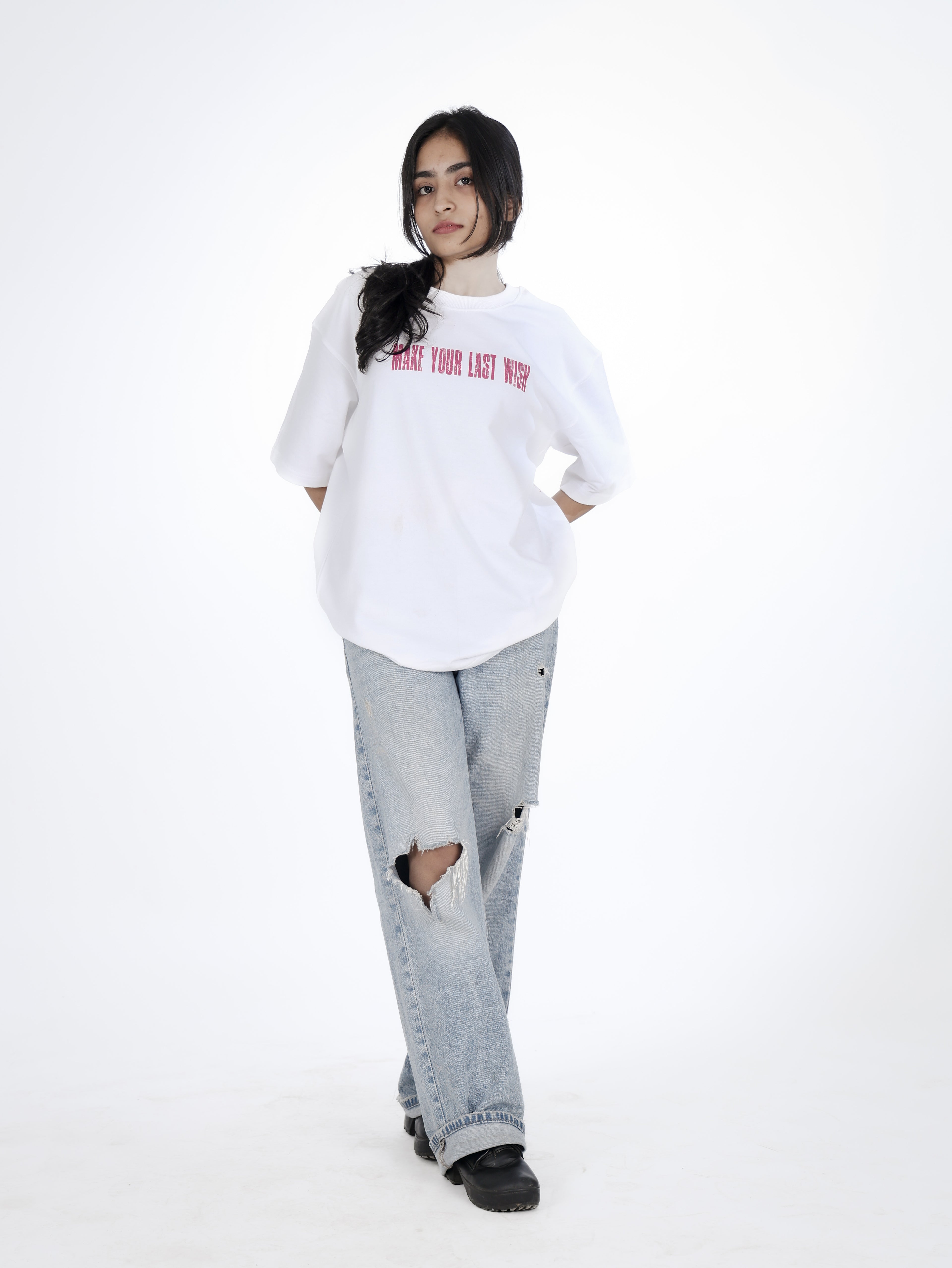 Last Wish graphic Printed Over sized Tshirt UNISEX FIT FC terry Cotton 240 gsm