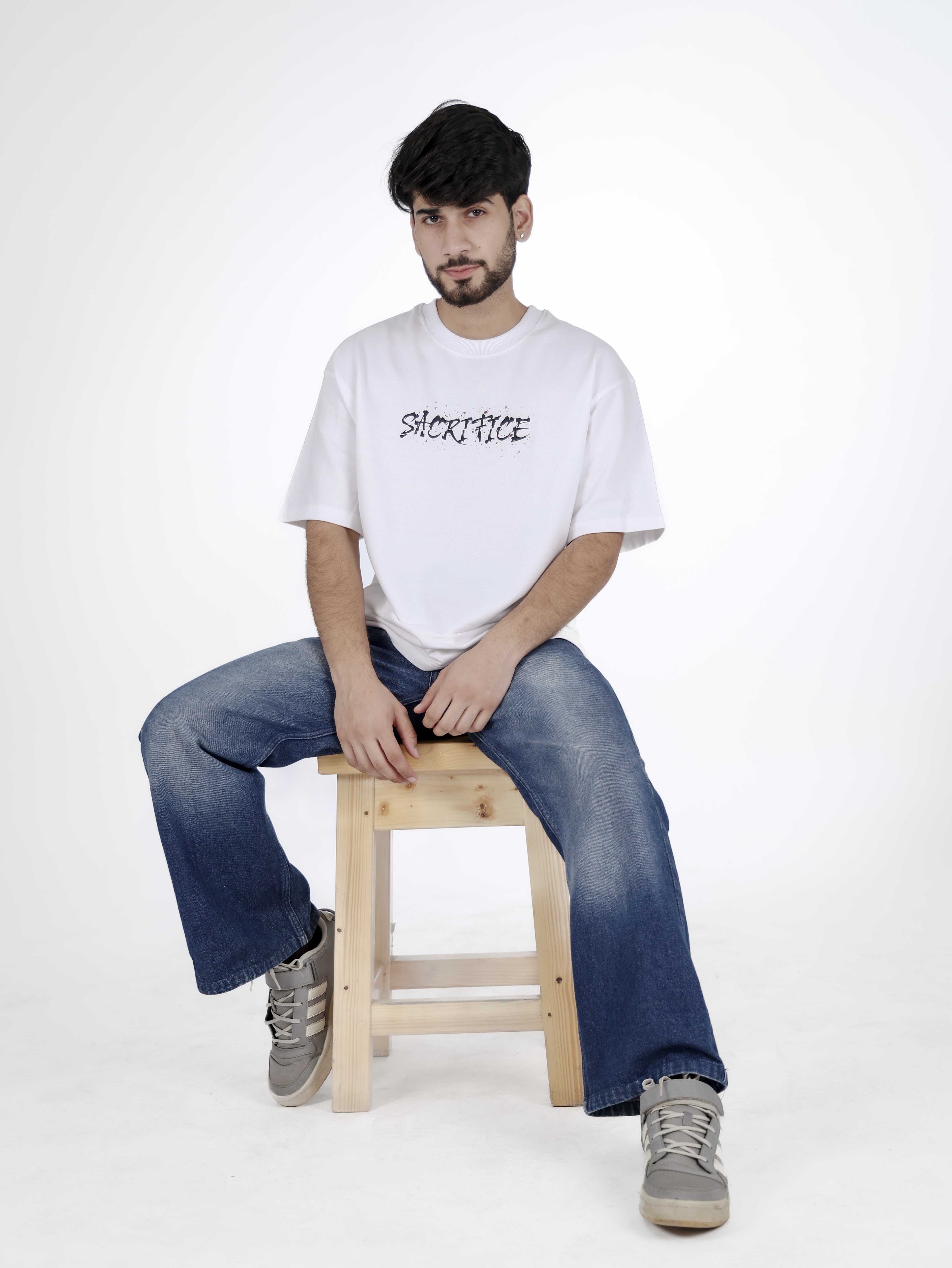 Sacrifice Graphic Printed OVERSIZED TSHIRT UNISEX FIT FC TERRY 100% COTTON