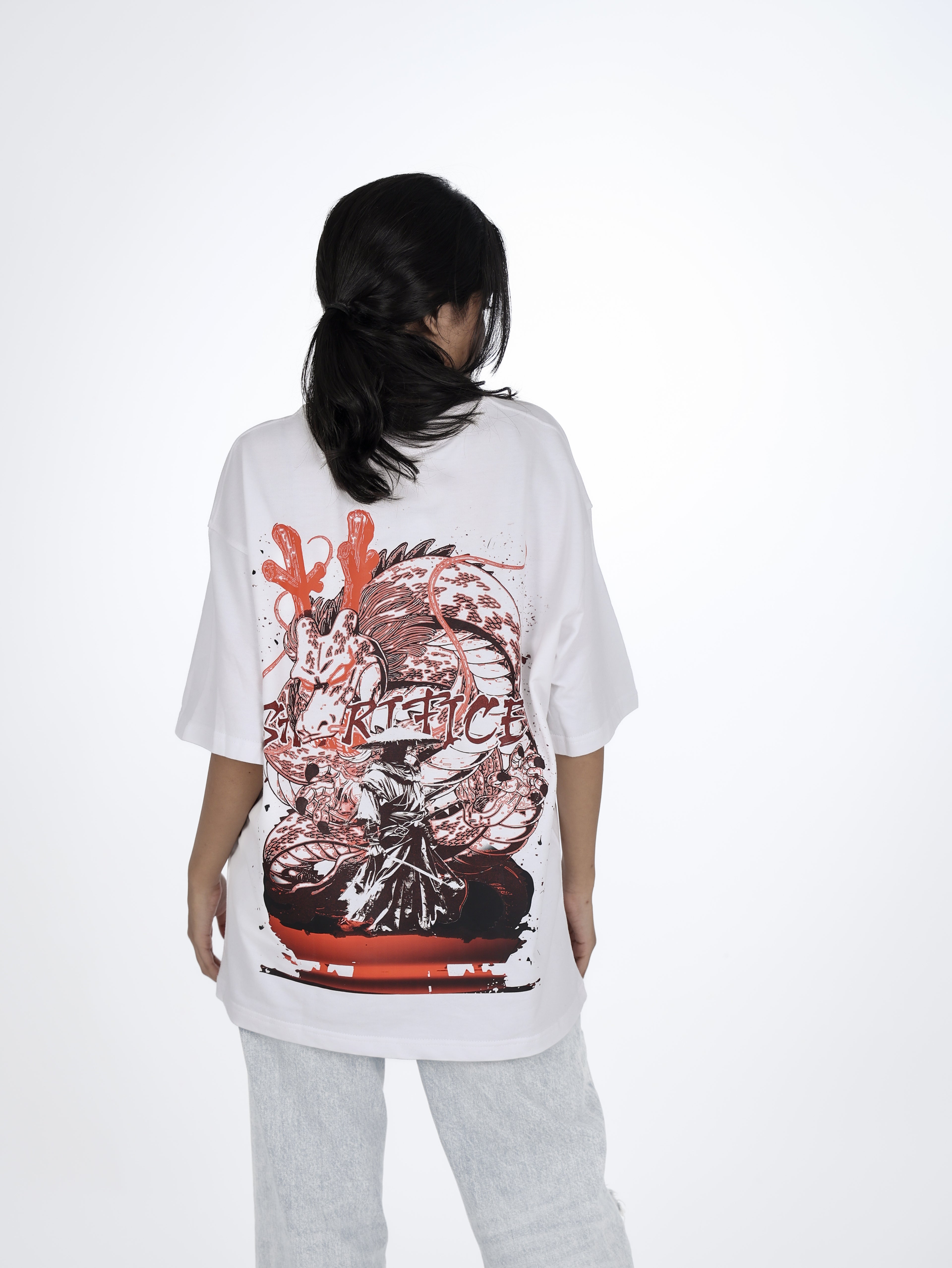 Sacrifice Graphic Printed OVERSIZED TSHIRT UNISEX FIT FC TERRY 100% COTTON