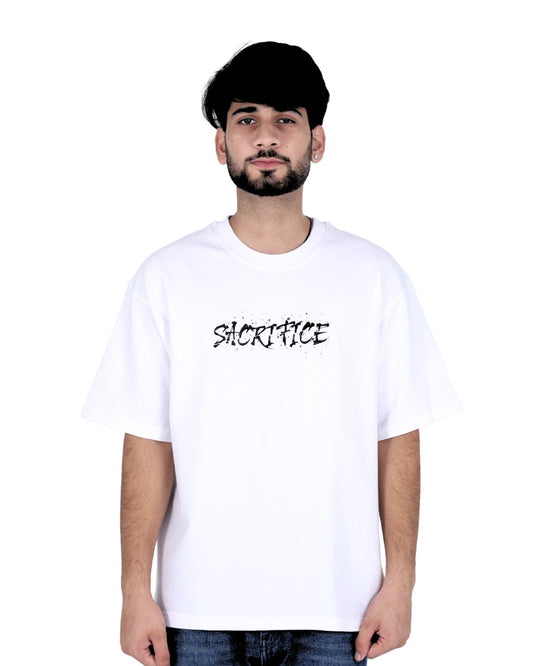 Sacrifice Graphic Printed OVERSIZED TSHIRT UNISEX FIT FC TERRY 100% COTTON